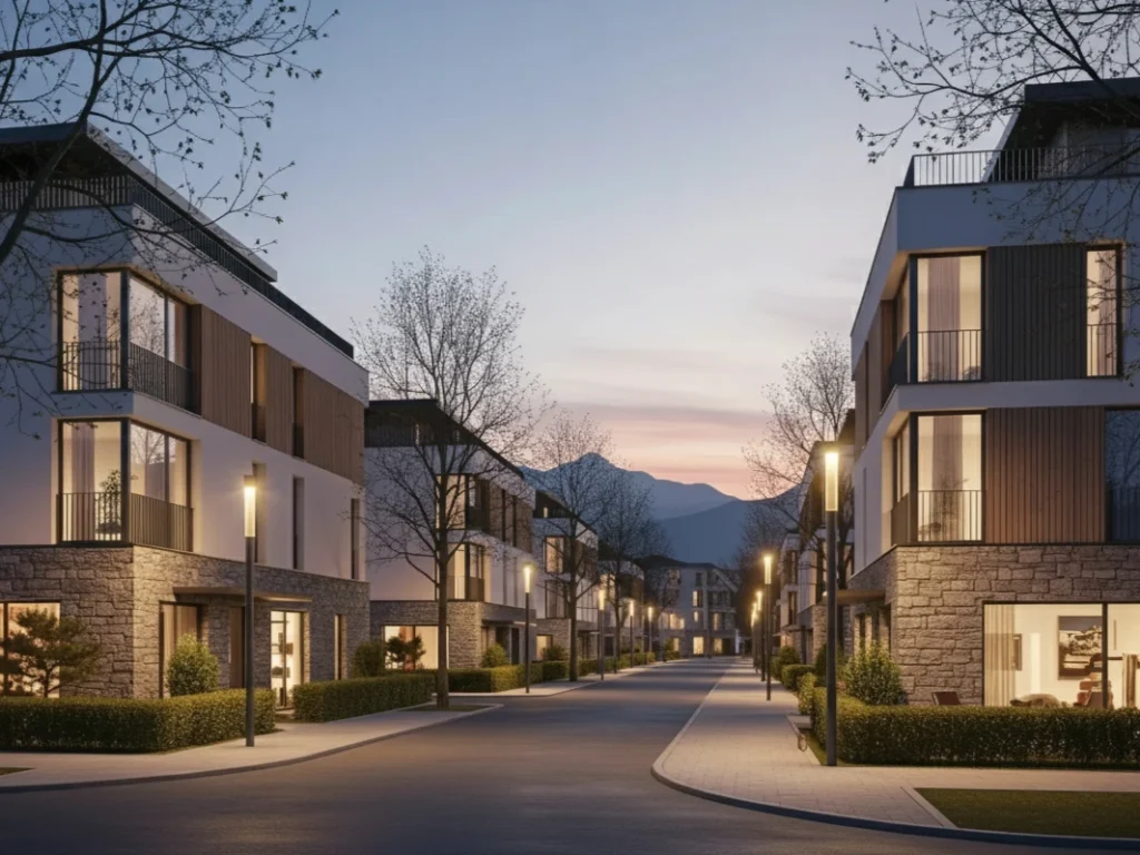 Progetto urbanistico presentato a concorso: spazi pubblici, verde e architettura coordinata – Architetto Specchio, Bolzano